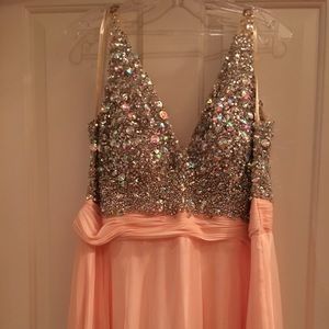 Formal Long Bling and Peach Dress